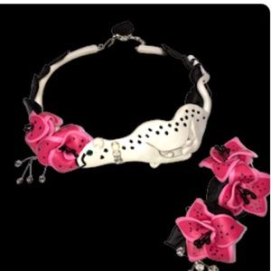 💥 Hand made choker style jaguar and lily necklace and matching earrings